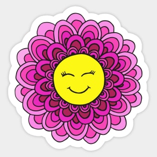 Happy Face Flower Sticker